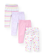 Baby Girls Rainbow Cloud Pants 4-Pack