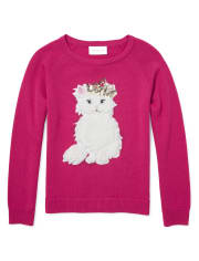 Girls Faux Fur Animal Sweatshirt