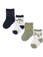 Baby Boys Monkey Midi Socks 6-Pack