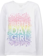 Girls Glitter Birthday Girl Graphic Tee