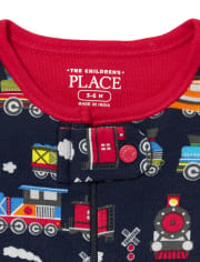 Baby And Toddler Boys Train Snug Fit Cotton One Piece Pajamas