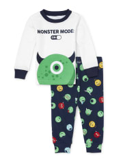 Pijamas de algodón ajustados Monster Mode para bebés y niños pequeños