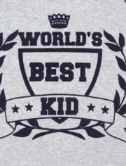 Boys Long Raglan Sleeve Matching Family 'World's Best Kid' Snug Fit Cotton Pajamas