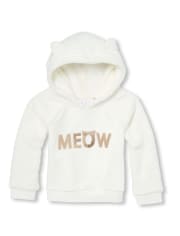 Baby And Toddler Girls Active Sequin Cat French Terry Pullover