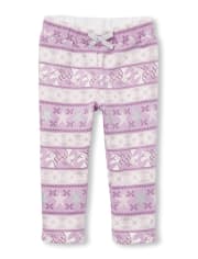 Baby And Toddler Girls Active Glitter Fairisle Print Fleece Pants