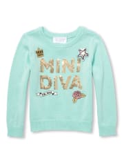 Baby And Toddler Girls Sequin 'Mini Diva' Patch Sweater