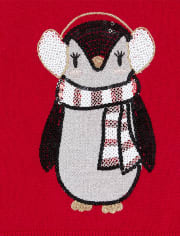 Baby And Toddler Girls Sequin Penguin Graphic Sweater