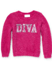 Baby And Toddler Girls Embellished Metallic Eyelash Sweater