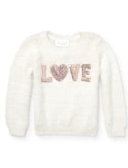 Baby And Toddler Girls Embellished Metallic Eyelash Sweater