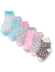 Paquete de 6 calcetines midi de leopardo para niñas pequeñas