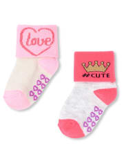 Paquete de 6 calcetines con puños metálicos Love Turn para niñas pequeñas