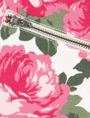 Girls Rose Print Knit Pull On Jeggings