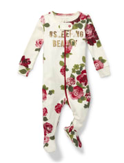 Baby And Toddler Girls Matching Family Foil Sleeping Beauty Snug Fit Cotton One Piece Pajamas