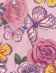 Girls Glitter Butterfly Print Knit Dress