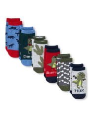 Calcetines tobilleros Dino para niños pequeños, paquete de 6