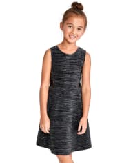 Girls Sleeveless Metallic Mesh Woven Dress