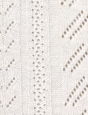 Girls Metallic Cable Knit Cold Shoulder Sweater