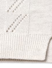 Girls Metallic Cable Knit Cold Shoulder Sweater