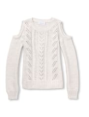 Girls Metallic Cable Knit Cold Shoulder Sweater The Children s