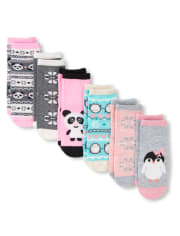 Paquete de 6 calcetines midi Fair Isle para niñas pequeñas