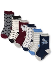 Paquete de 6 calcetines con diseño de dinosaurios para niños pequeños