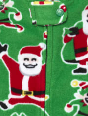 Pijama unisex de una pieza con patas de forro polar de Papá Noel familiar a juego para bebés y niños pequeños