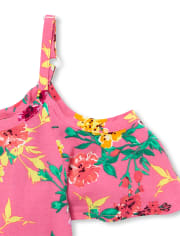 Girls Floral Cold Shoulder Top