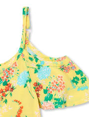 Girls Floral Cold Shoulder Top