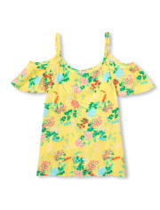 Girls Floral Cold Shoulder Top