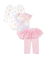 Conjunto de ropa de juego de 3 piezas para bebé niña Unicornio