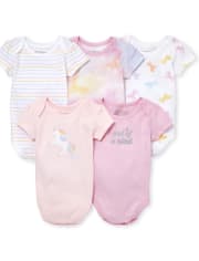 Baby Girls Unicorn Bodysuit 5-Pack