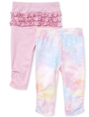 Baby Girls Rainbow Stars Ruffle Pants 2-Pack