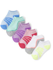 Girls Striped Cushioned Ankle Socks 6-Pack