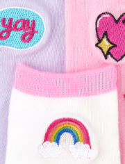Girls Rainbow Patch Midi Socks 6-Pack