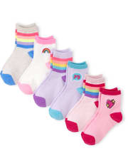 Girls Rainbow Patch Midi Socks 6-Pack