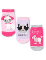 Paquete de 6 calcetines tobilleros para cachorros para niñas pequeñas