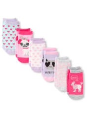 Paquete de 6 calcetines tobilleros para cachorros para niñas pequeñas