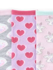 Calcetines midi con diseño de unicornio metalizado para niñas pequeñas, paquete de 6