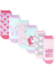 Calcetines midi con diseño de unicornio metalizado para niñas pequeñas, paquete de 6