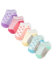 Toddler Girls Metallic Dot Ankle Socks 6-Pack