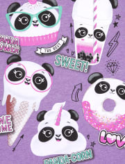 Baby And Toddler Girls Glitter Panda Graphic Tee