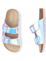 girls holographic sandals