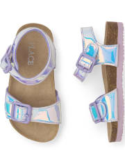 Toddler Girls Holographic Double Strap Sandals