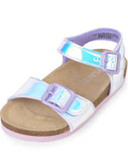 Toddler Girls Holographic Double Strap Sandals