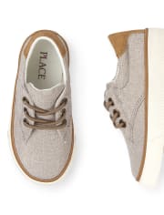 Toddler Boys Canvas Faux Lace Up Sneakers