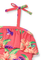 Baby And Toddler Girls Hibiscus Floral One Piece Swimsuit