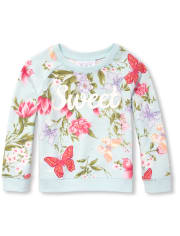 Baby And Toddler Girls Active Floral French Terry Pullover