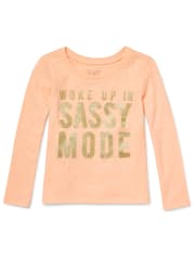 Baby And Toddler Girls Glitter Sassy Graphic Tee