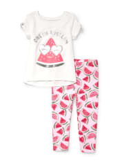 Conjunto de leggings con purpurina y sandía para bebés y niñas pequeñas