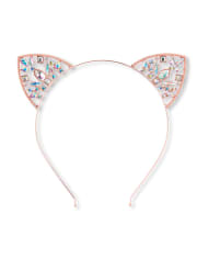 Girls Rose Gold Gemstone Cat Ears Headband
